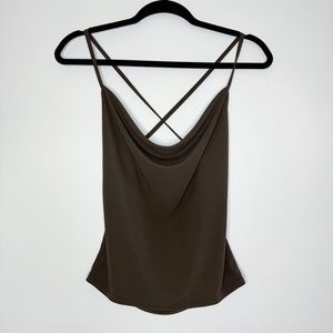 Zara Brown Strappy Backless Cowl Top